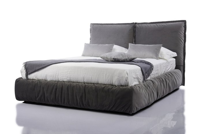 Кровать с ортопедической решеткой Now 200х200 серого цвета  - купить Кровати для спальни по цене 132300.0