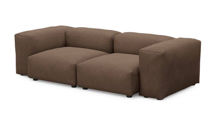 Прямой диван Фиджи двухсекционный коричневого цвета - купить Прямые диваны по цене 56400.0