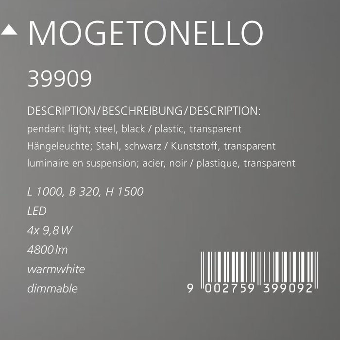 Подвесной светильник Mogetonello с прозрачным плафоном - лучшие Подвесные светильники в INMYROOM