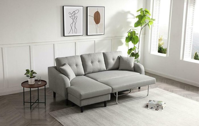 Угловой диван-кровать North серого цвета - лучшие Угловые диваны в INMYROOM