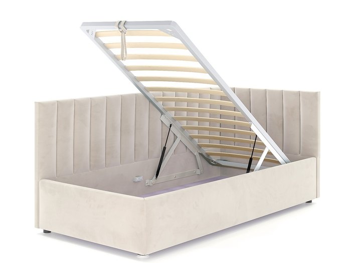 Кровать Negga Mellisa 90х200 светло-бежевого цвета с подъемным механизмом правая - лучшие Кровати для спальни в INMYROOM
