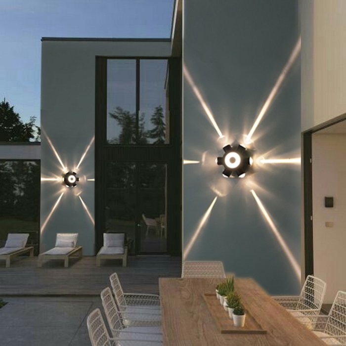 Архитектурный светильник 86973-9.2-007U LED2W+6*1W BK (металл, цвет черный) - лучшие Настенные уличные светильники в INMYROOM Архитектурный светильник 86973-9.2-007U LED2W+6*1W BK (металл, цвет черный) - лучшие Настенные уличные светильники в INMYROOM