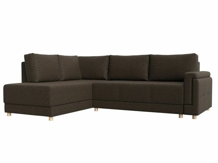 Угловой диван-кровать Лига 024 коричневого цвета левый угол