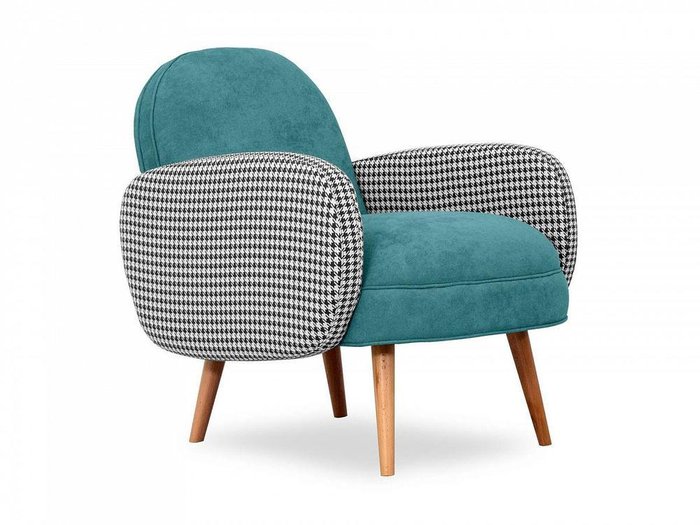 Кресло Bordo бирюзового цвета с коричневыми ножками  - лучшие Интерьерные кресла в INMYROOM