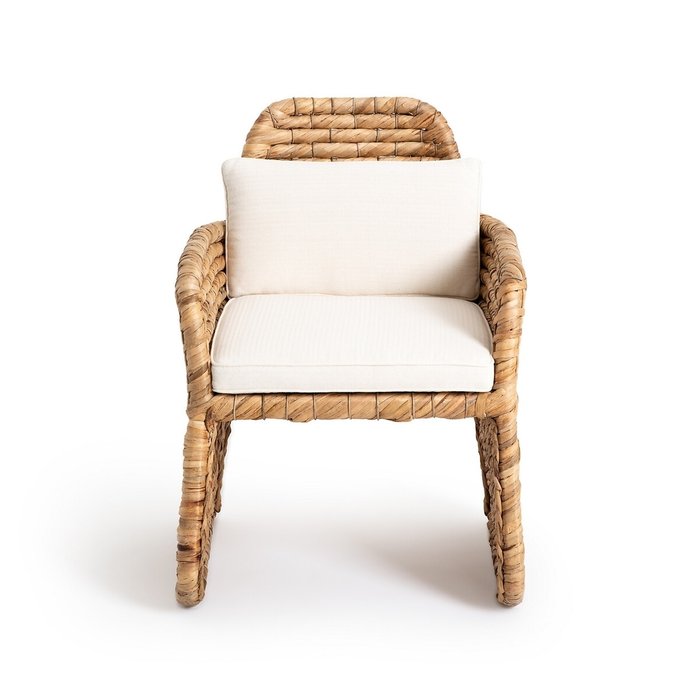 Кресло столовое из водяного гиацинта плетеное Galbo бежевого цвета - купить Садовые кресла по цене 44352.0