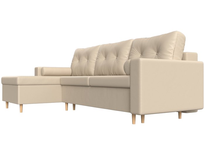 Угловой диван-кровать Белфаст бежевого цвета (экокожа) левый угол - лучшие Угловые диваны в INMYROOM