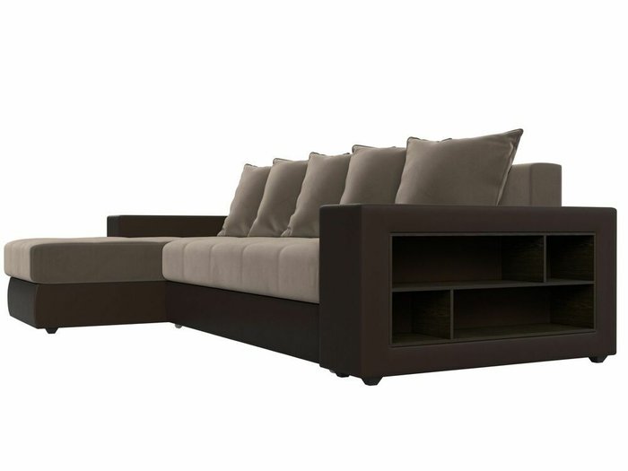 Угловой диван-кровать Дубай коричневого цвета (ткань/экокожа) левый угол - лучшие Угловые диваны в INMYROOM