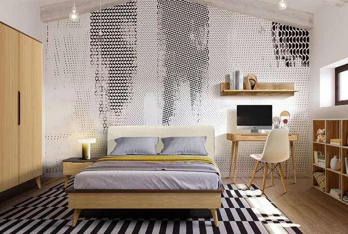 Кровать Elva 140x200 бежевого цвета с графитовой окантовкой - лучшие Кровати для спальни в INMYROOM