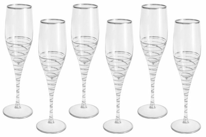 Набор из шести бокалов для шампанского Спираль 