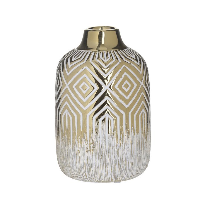 Керамическая ваза бело-золотого цвета
