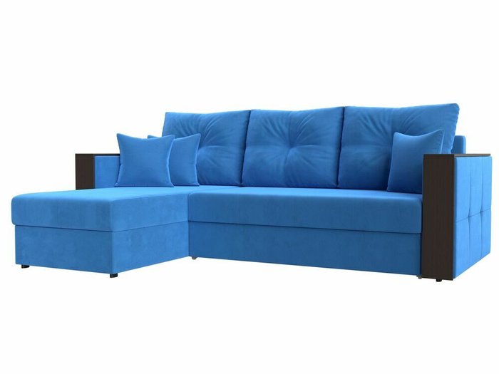 Угловой диван-кровать Валенсия голубого цвета левый угол