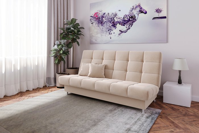 Диван-кровать Юта бежевого цвета - купить Прямые диваны по цене 29990.0