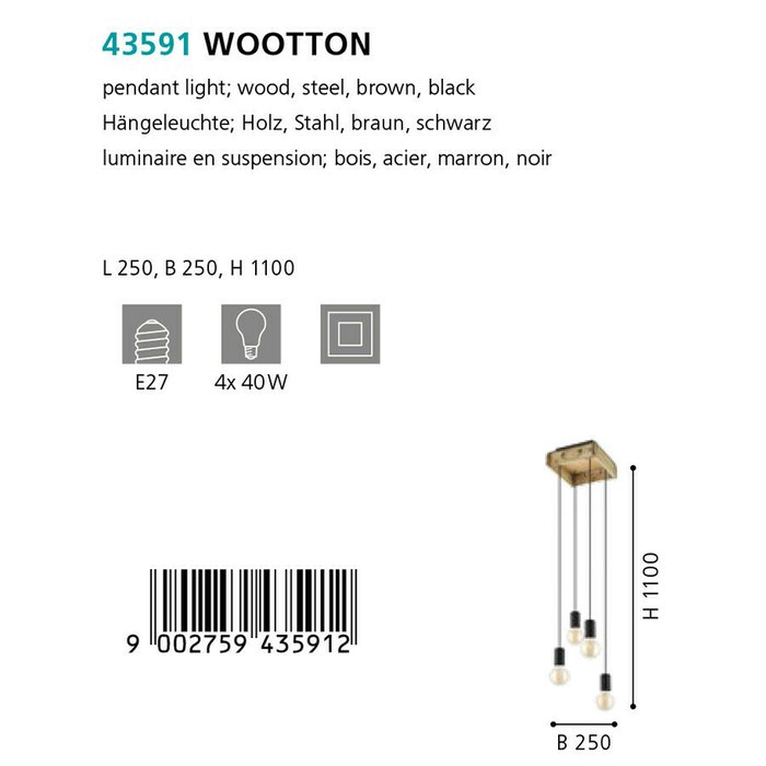 Люстра подвесная Wootton черно-бежевого цвета - купить Подвесные люстры по цене 9890.0