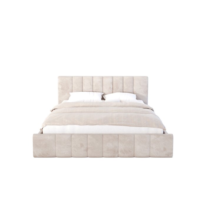 Кровать Лайн 160х200 светло-бежевого цвета без подъемного механизма - купить Кровати для спальни по цене 75000.0