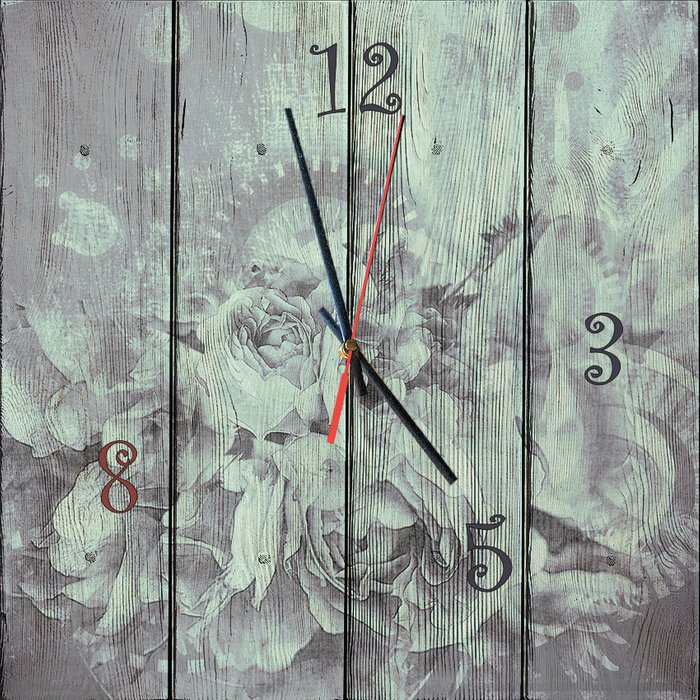 Настенные часы Время цветов из дерева 60х60