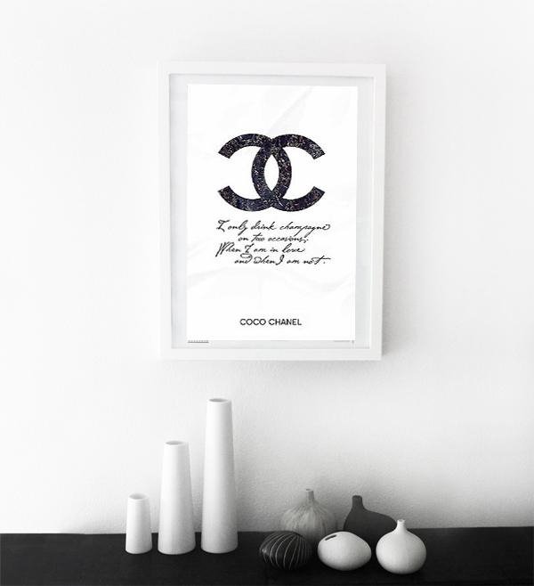 Постер "Drink champagne. Coco Chanel"; А4 - купить Картины по цене 1750