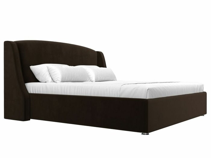 Кровать Лотос 180х200 темно-коричневого цвета с подъемным механизмом - лучшие Кровати для спальни в INMYROOM