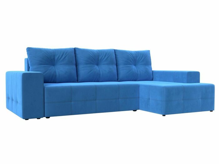 Угловой диван-кровать Перри голубого цвета правый угол
