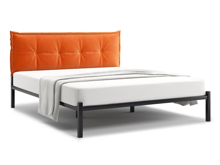 Кровать Лофт Cedrino 140х200 оранжевого цвета без подъемного механизма