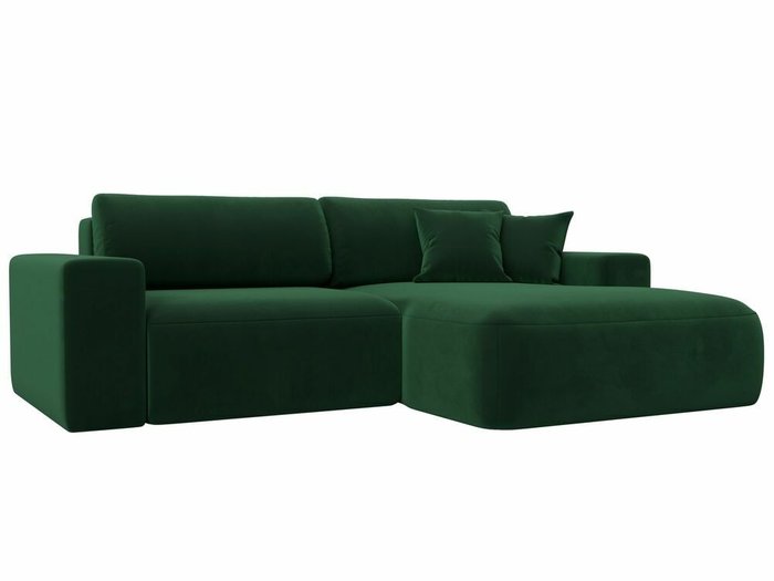 Угловой диван-кровать Лига 036 Классик темно-зеленого цвета правый угол