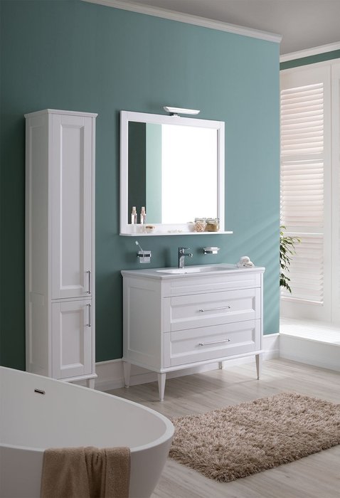 Шкаф-пенал Бостон белого цвета - лучшие Пеналы для ванной комнаты в INMYROOM