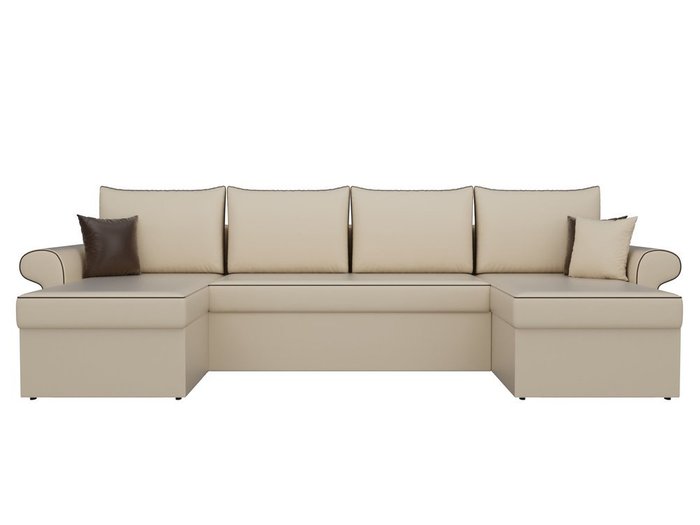 Угловой диван-кровать Милфорд бежевого цвета (экокожа) - купить Угловые диваны по цене 73990.0