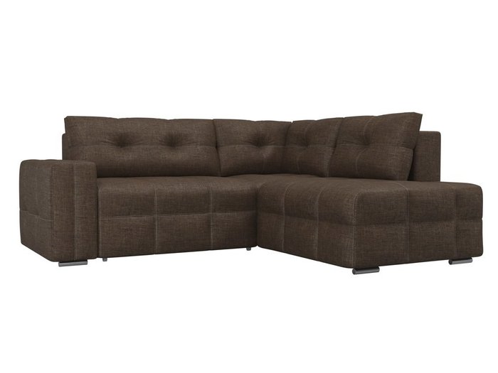 Угловой диван-кровать Леос коричневого цвета