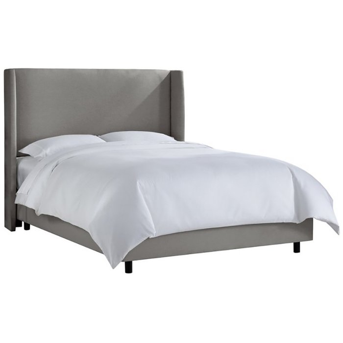 Кровать Kelly Wingback Gray Linen серого цвета 160х200