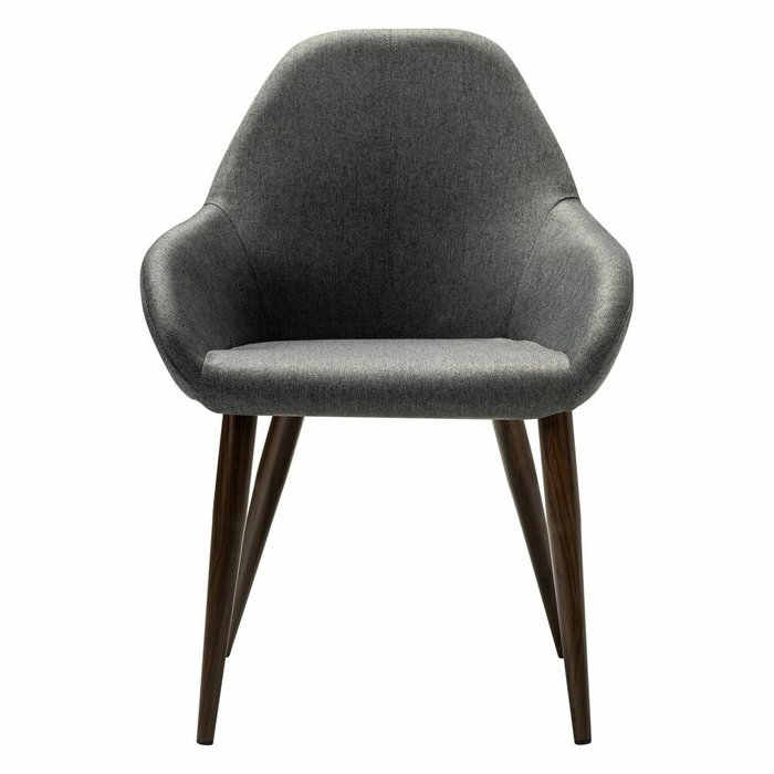 Стул-кресло Kent серого цвета на коричневых ножках - купить Обеденные стулья по цене 9990.0