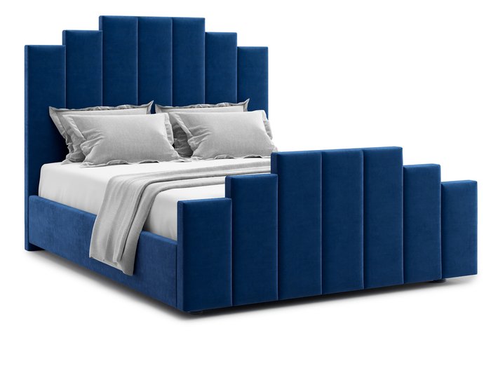 Кровать Velino 140х200 темно-синего цвета с подъемным механизмом