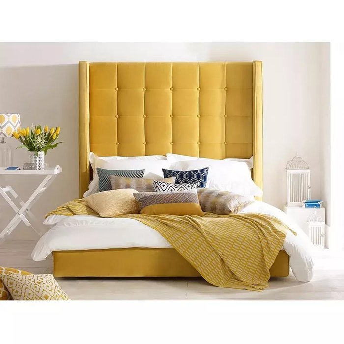 Кровать Arlo 140х200 желтого цвета - лучшие Кровати для спальни в INMYROOM