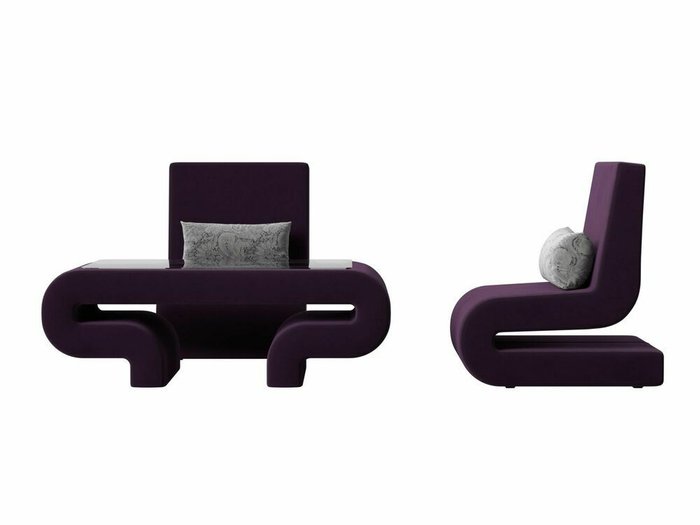 Набор мягкой мебели Волна 3 темно-фиолетового цвета - купить Комплекты мягкой мебели по цене 70998.0