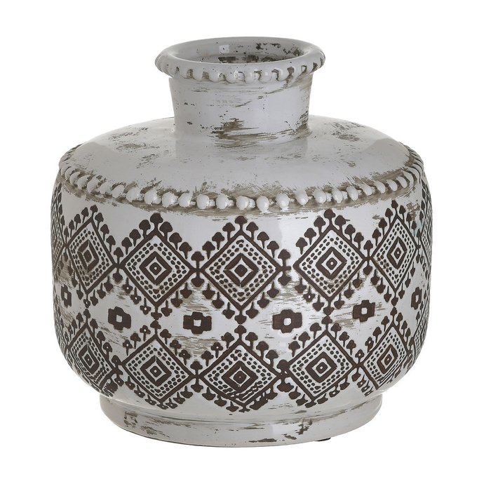 Керамическая ваза бело-коричневого цвета