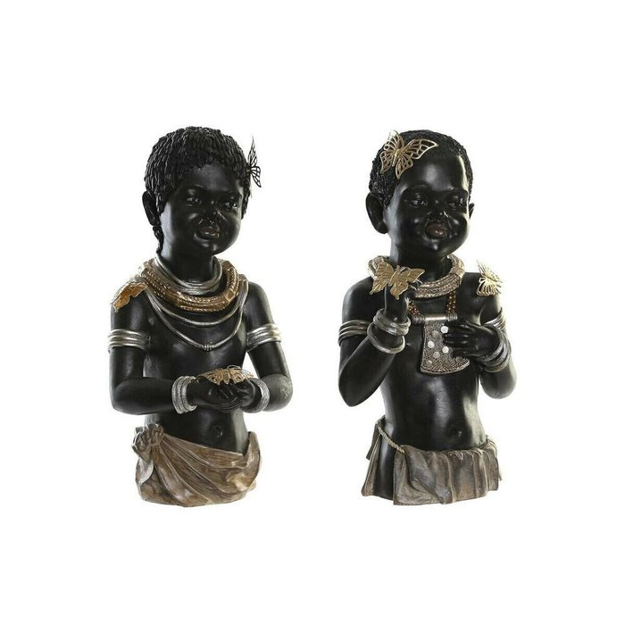 Декоративная фигура DKD Home Decor 20,5 x 18 x 35 cm Чёрный Колониальный Африканка (2 штук)