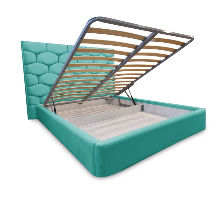 Кровать Милан 160х200 с подъемным механизмом бирюзового цвета - лучшие Кровати для спальни в INMYROOM