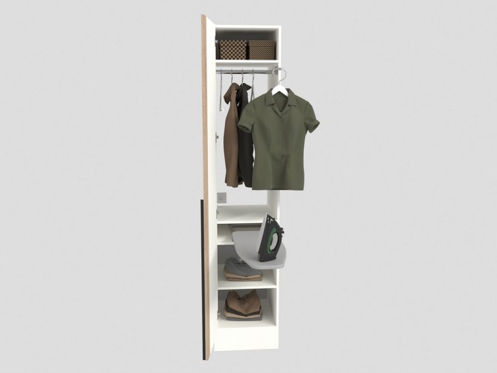 Шкаф с вешалом и гладильной доской Азарт Ш645.1 белого цвета левый - купить Шкафы распашные по цене 36570 Шкаф с вешалом и гладильной доской Азарт Ш645.1 белого цвета левый - купить Шкафы распашные по цене 36570