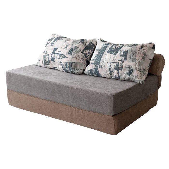 Бескаркасный диван-кровать Puzzle Bag Лондон XL серо-коричневого цвета
