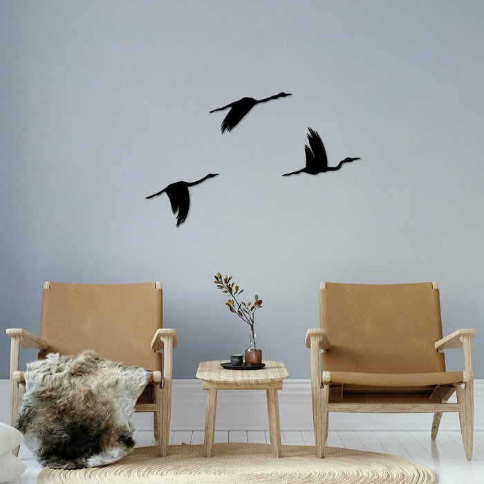Настенный декор Лебеди 65x18 черного цвета - лучшие Декор стен в INMYROOM