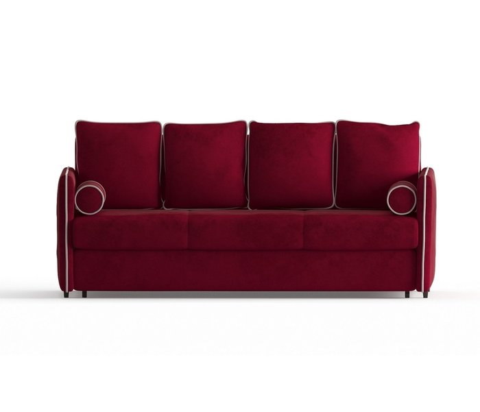 Диван-кровать Адмирал в обивке из велюра бордового цвета  - купить Прямые диваны по цене 44590.0