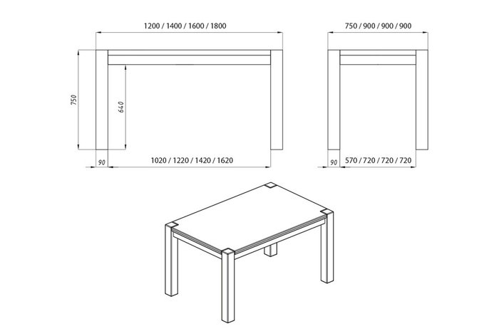 Стол обеденный Берген П-01 90x160 цвета белёный дуб - купить Обеденные столы по цене 72810.0