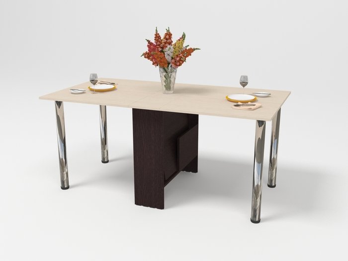 Обеденный раскладной стол бежево-коричневого цвета - купить Обеденные столы по цене 11200.0