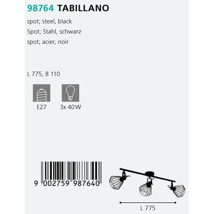 Потолочная люстра Tabillano черного цвета - купить Потолочные люстры по цене 15390.0