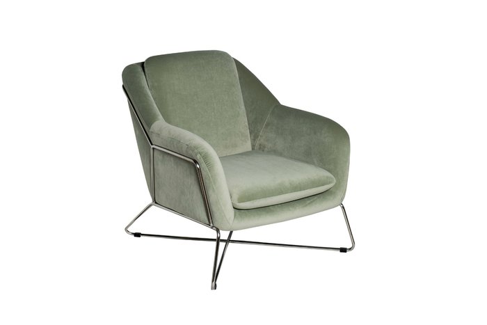 Кресло велюр светло-оливкового цвета на металлическом каркасе - купить Интерьерные кресла по цене 109000.0