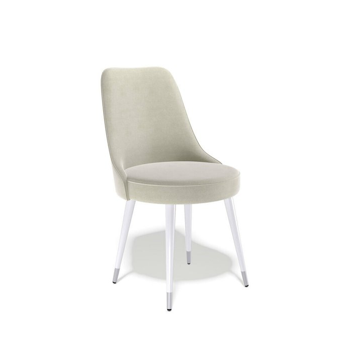 Обеденный стул 178K бежевого цвета с белыми ножками - купить Обеденные стулья по цене 10560.0