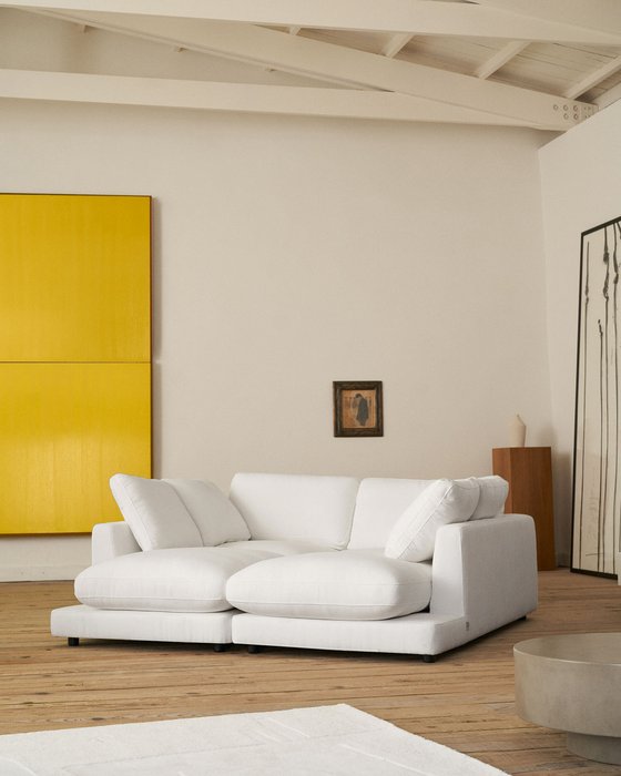 Диван Gala белого цвета с двойным шезлонгом  - купить Прямые диваны по цене 589990.0