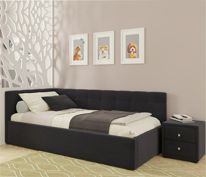 Кровать Colibri 80х160 с подъемным механизмом черного цвета - купить Одноярусные кроватки по цене 21990.0