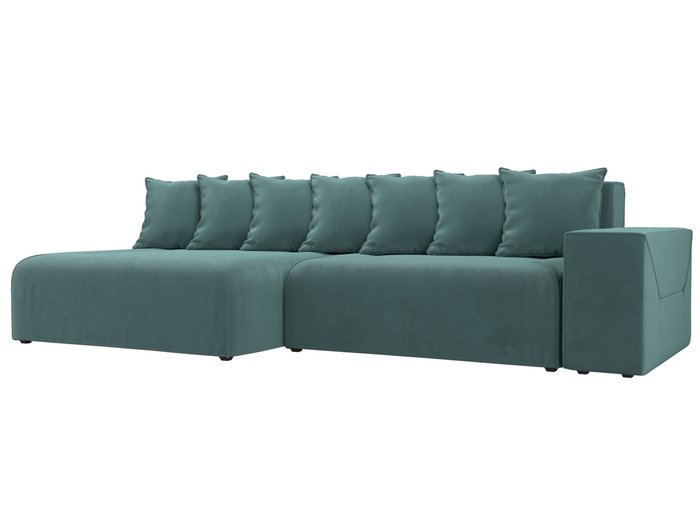 Угловой диван-кровать Кёльн бирюзового цвета левый угол