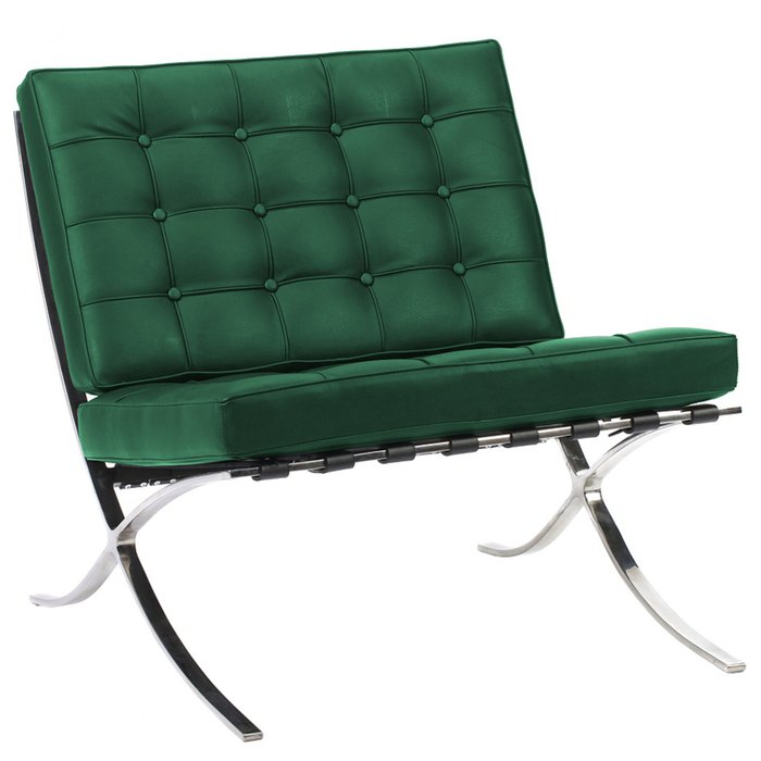 Кресло Barcelona Chair зелёного цвета