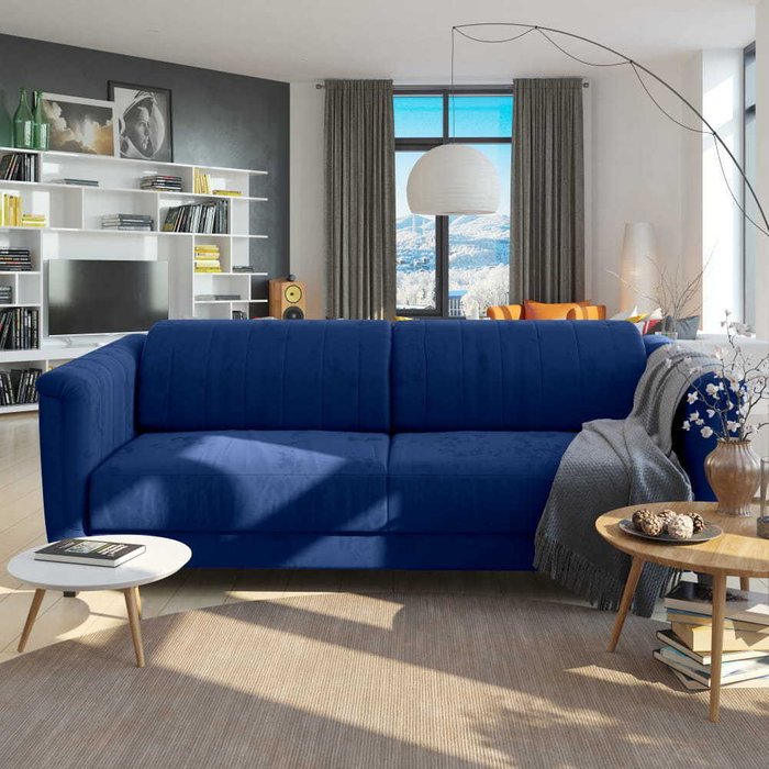 Диван-кровать Амстердам синего цвета - купить Прямые диваны по цене 128592.0