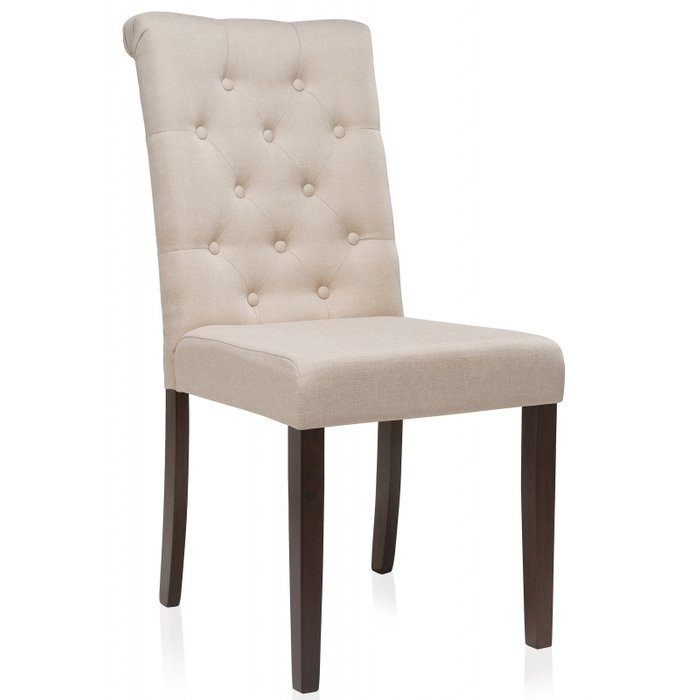 Стул Amelia dark walnut fabric cream бежевого цвета Стул Amelia dark walnut fabric cream бежевого цвета